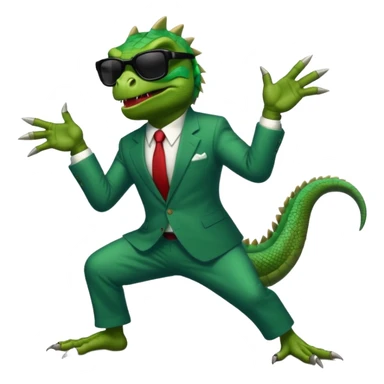 capitalist iguana banker godfather with black sunglasses breakdance scaring sticker