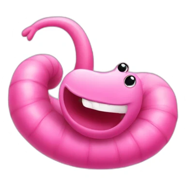 pink worm with hearts floating around the head sticker
