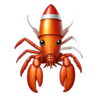 A lobster wearing a space rocket hat sticker