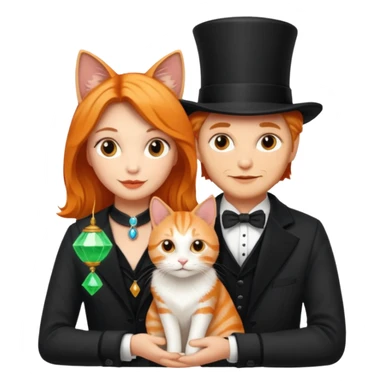  Icon magician couple and their pet cat sticker
