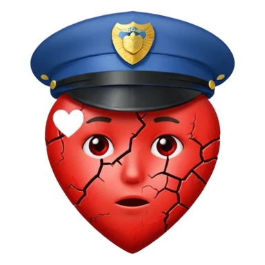 Corazón roto con gorra de policia sticker