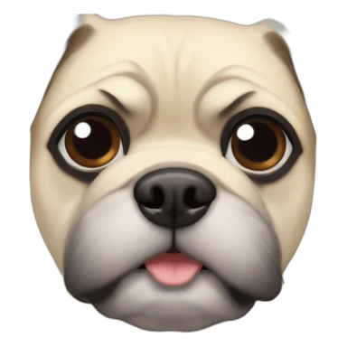 A pug cross bred with a schnauzer with fully white furr and brown eyes sticker