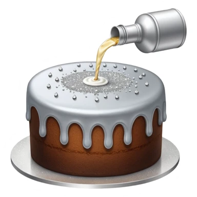 siler glitter being poured onto a cake  sticker