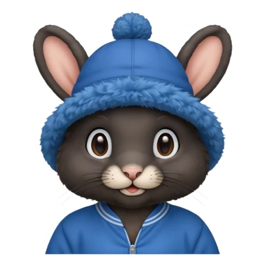 curly black rabbit with blue jersey and hat sticker