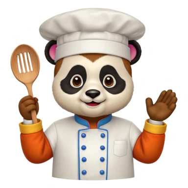 chef panda colorful chef costume sticker