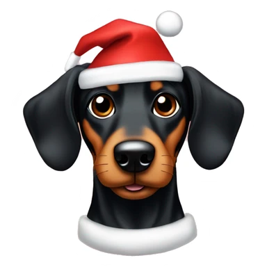 Black and Tan sausage dog in Christmas hat sticker