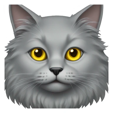 A gery fluffy cat with yellow eyes  sticker