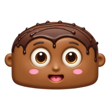 Funny cartoon rectangular chocolate mini pastry, slightly messy and squished, chocolate dripping, big round eyes, wide open mouth, playful surprised expression, text above: "ПАСТИЧКА", chibi style, Twitch emoji style, transparent background, colorful
``


 sticker