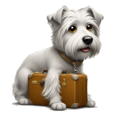 Sketch of Short scruffy dog with suitcase  sticker