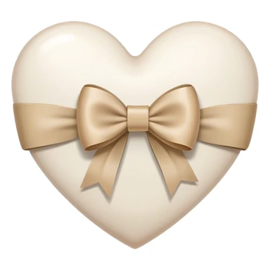 white heart with beige bow sticker