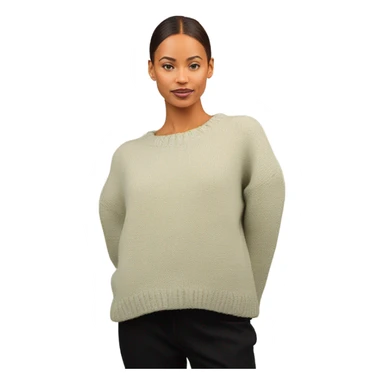 Sage and cream cropped oversize wool sweater, isolated sticker