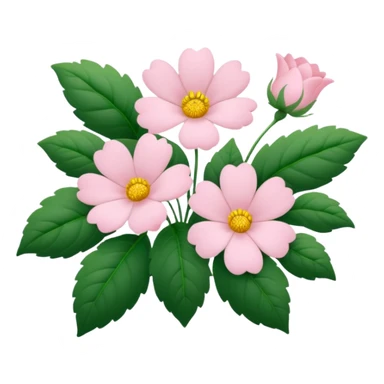 Aesthetic flowers and plants growing from the ground in colours of soft pink matching the deep green leaves (to describe/match with the word flourish) sticker