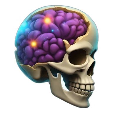 Super brain inside a skull with a galaxy in the background sticker