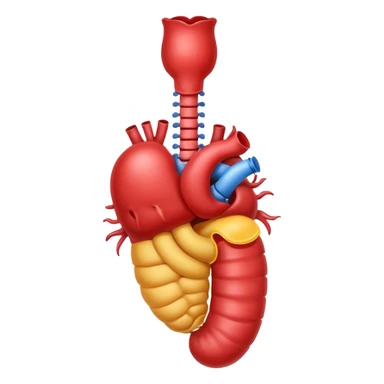 an emoji style image of the intestinal system (starting with the esophagus and ending with the rectum) like in an anatomy book but with bleeding from the rectum. sticker