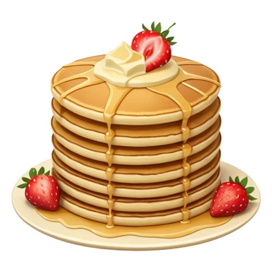 a stack of 3 pancakes with melted white chocolate and strawberries on the top pancake  sticker