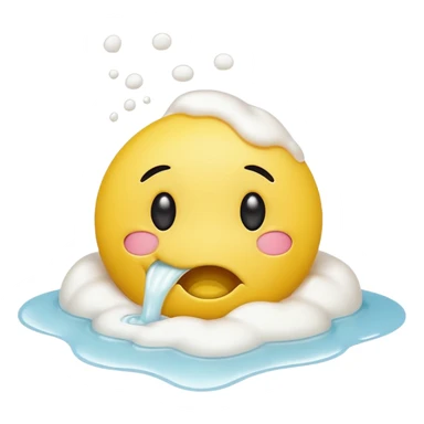 yellow smiley face with eyes up and mouth open, puking white foam sticker