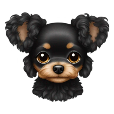 all black toy poodle chihuahua small girl fluffy dog sticker