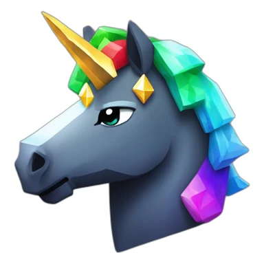 Minecraft Rainbow Black Unicorn Head With Diamond Horn sticker