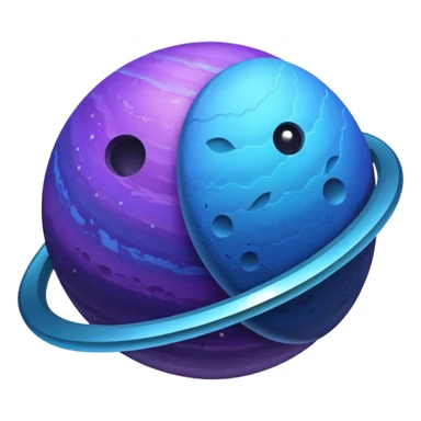 Oval shaped planet, 2 moons, ring sticker