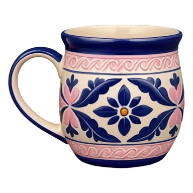 Pink white & beige Talavera mug  sticker