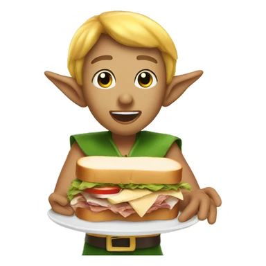 Elf on beach eating turkey sandwich  sticker