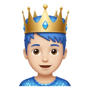 blue Boy happy glitter blue crown sticker