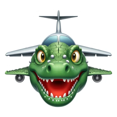 Un avions com cara de cocodrlilo i el cuerpo gris sticker