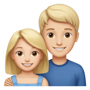 Boy and lady with smiles indoors sticker