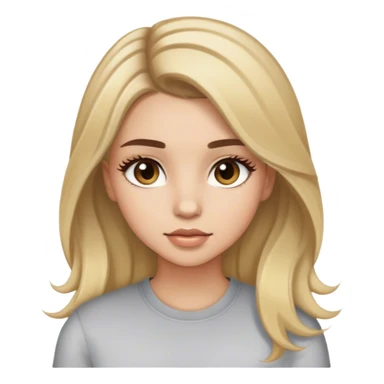 a girl with brunette hair and blonde highlights in her hair. and she has long eye lashes￼ sticker