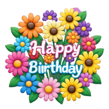 Multicolored flowers with “happy birthday, Mina” sign sticker