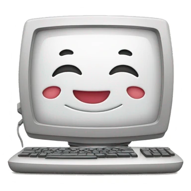 Cute computer which on the screen with a happy broad smile sticker