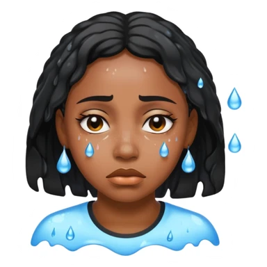 Black woman sad and sweating water sticker