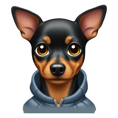 Miniature Pinscher female dog in a winter jacket sticker
