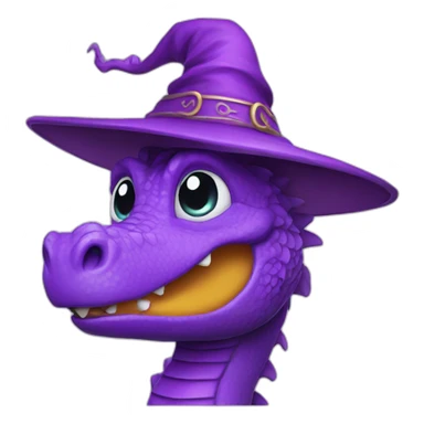 purple dragon with a wizard hat sticker