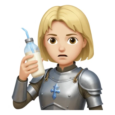 Un biberon avec du lait chaud et Jeanne d’arc en colère qui flotte dedans  sticker