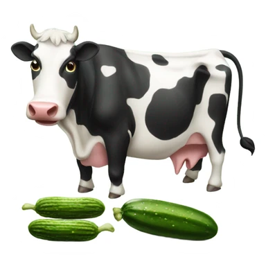 Cow eating big pickle sticker