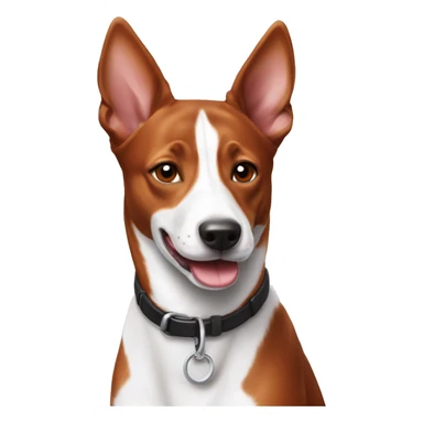 Happy basenji dog in red and white color sticker