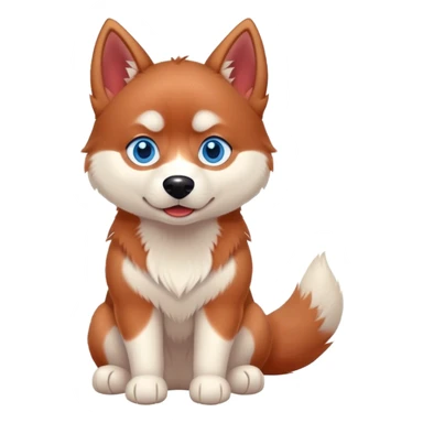 Cute, Disney-style red Siberian husky with blue eyes, sitting sticker