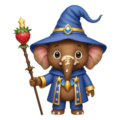 Elephant strawberry wizard sticker