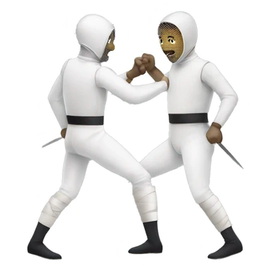 Two men in a appendage fencing match. Their arms and legs are still, but they can still battle sticker