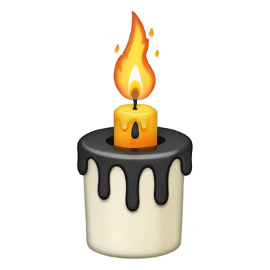 Minimalist emoji-style sticker of a candle with a broken or melted top and rising black smoke. No flame. Matte style. sticker