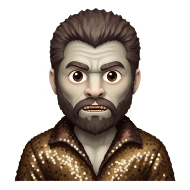 The Wolfman from Universal Monsters with brown fur, dark brown sequin outfit  sticker