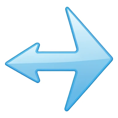 Extremely simplistic white arrow with light blue outline pointing. make the point only on one side sticker