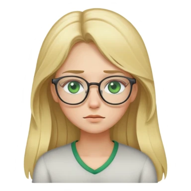 Sleepy long blonde haired girl with glasses and green eyes sticker