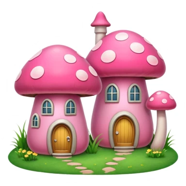pink mushroom houses sticker