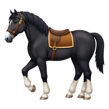 black draft horse with only 1 feet white and a white rhombus on the nose  sticker