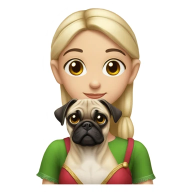 girl elf with pug sticker