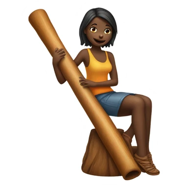 A girl sat on top of a didgeridoo sticker