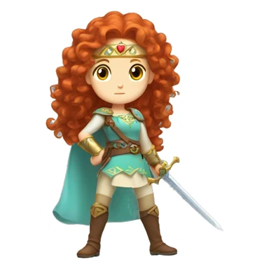 a white girl with long red curly hair and freckles, cosplaying Princess Zelda posing and ready for a fight sticker