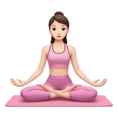 white brunette girl in light pink workout clothes stretching yoga mat sticker